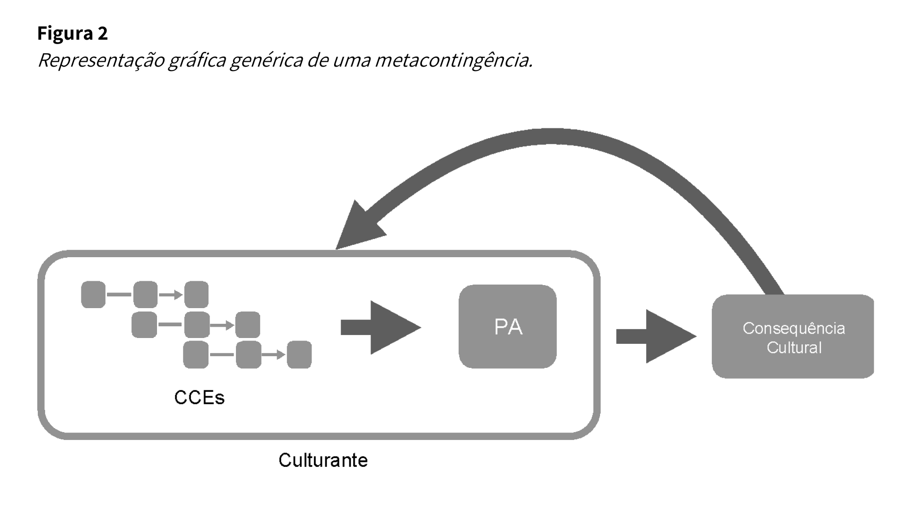 Representação gráfica de uma metacontingência com CCEs, Produto Agregado e Consequência Cultural