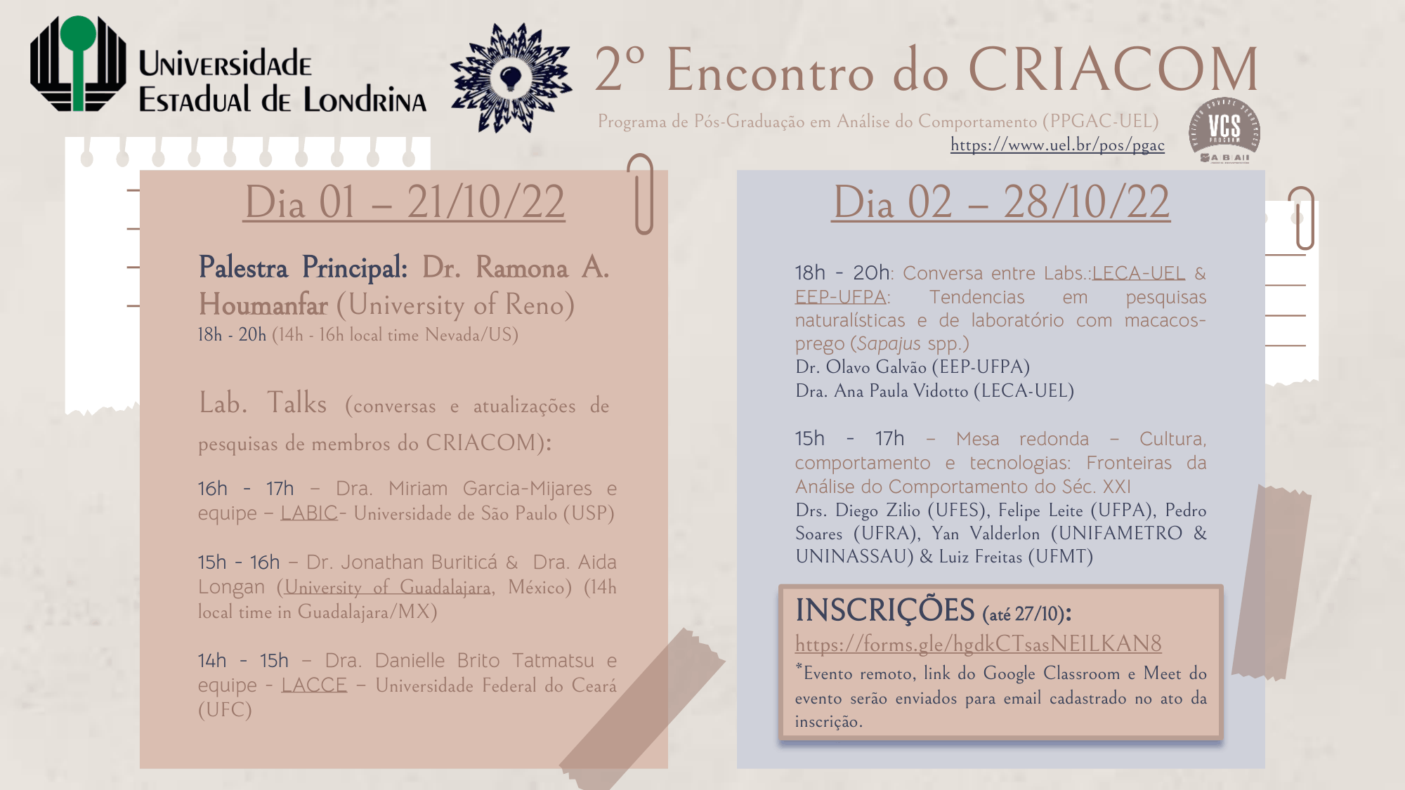 2º Encontro do CRIACOM — Programação do evento remoto, outubro 2022